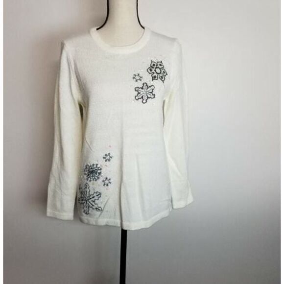 White Stag‎ Women's Sweater size S with snowflake design White - Picture 1 of 5
